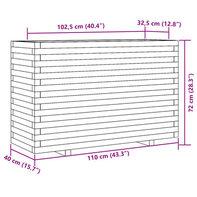 plantekasse 110x40x72 cm massivt fyrretræ