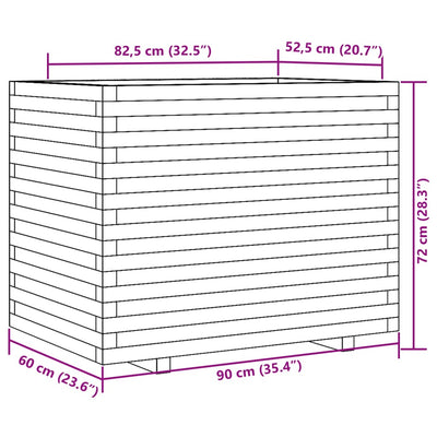 plantekasse 90x60x72 cm massivt fyrretræ