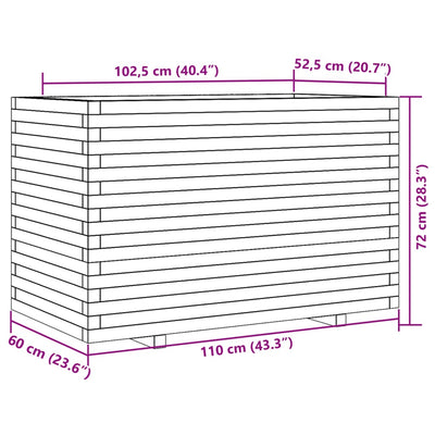 plantekasse 110x60x72 cm massivt fyrretræ hvid