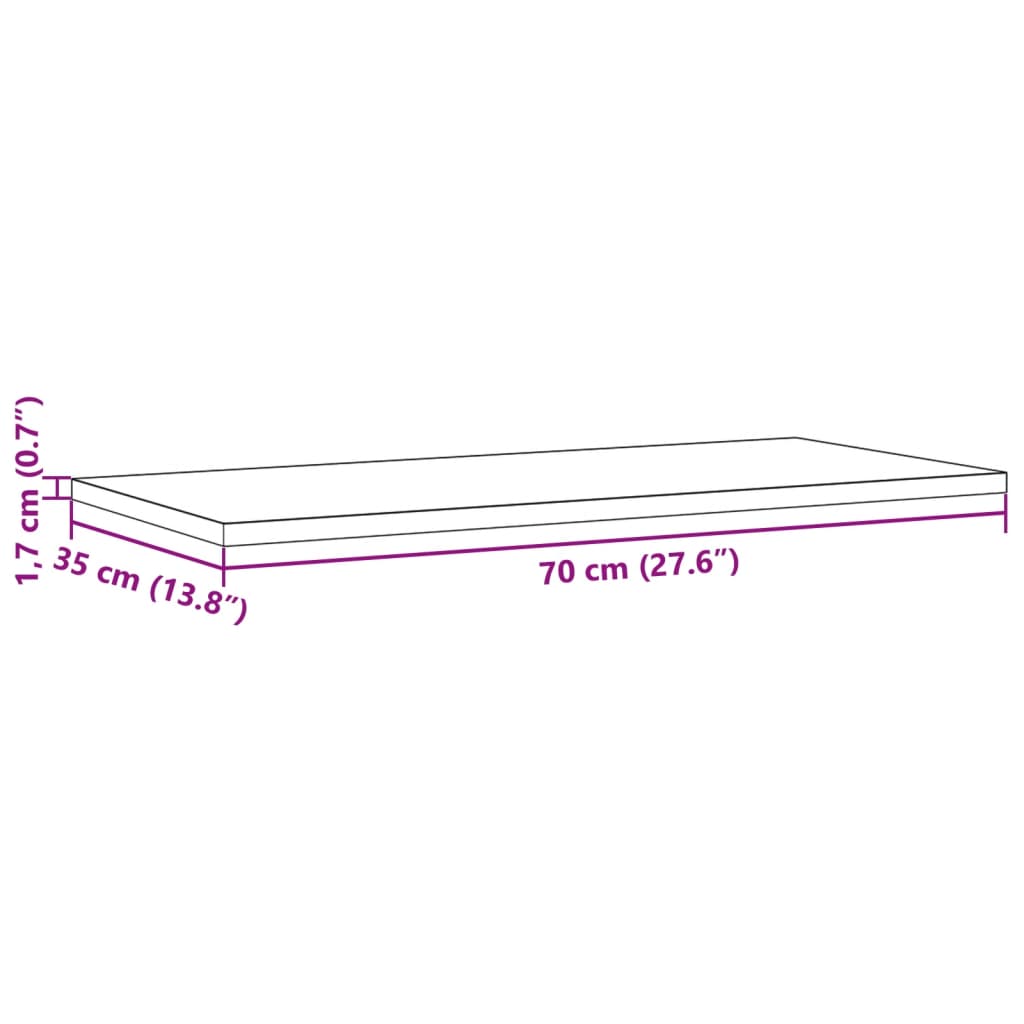 bordplader 2 stk. 70x35x1,7 cm rektangulær massivt fyrretræ