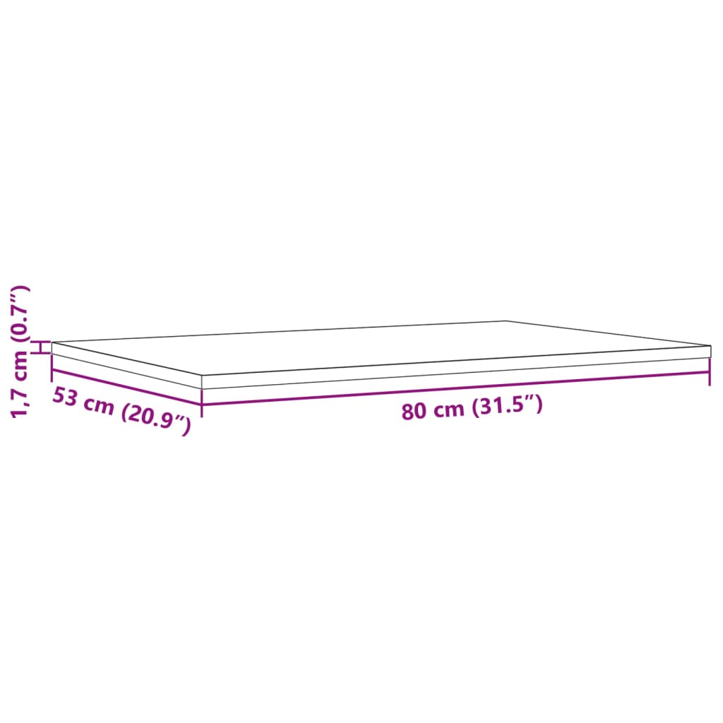 bordplader 3 stk. 80x53x1,7 cm rektangulær massivt fyrretræ