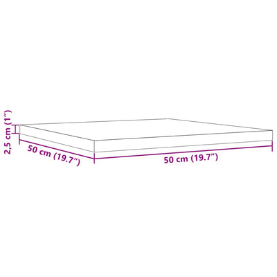 bordplade 50x50x2,5 cm firkantet massivt fyrretræ