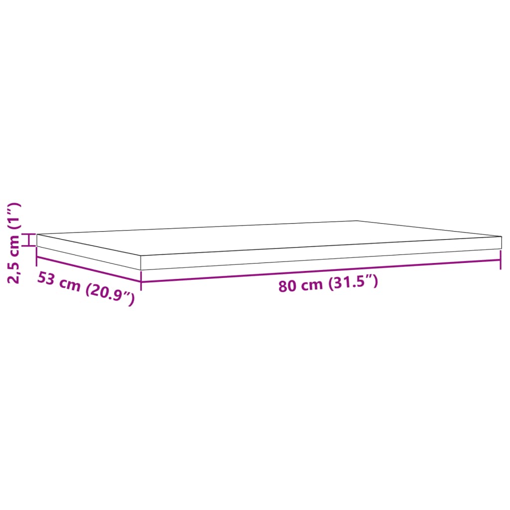 bordplader 3 stk. 80x53x2,5 cm rektangulær massivt fyrretræ