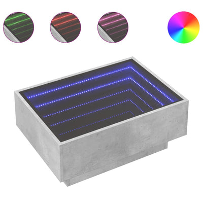 sofabord med LED-lys 70x50x30 cm konstrueret træ betongrå