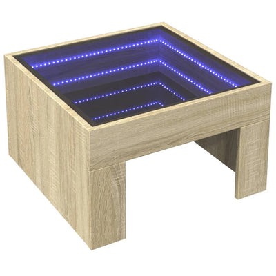 sofabord med Infinity LED-lys 50x50x30 cm sonoma-eg