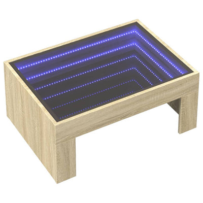 sofabord med Infinity LED-lys 70x50x30 cm sonoma-eg