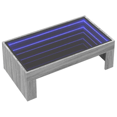 sofabord med Infinity LED-lys 90x50x30 cm grå sonoma-eg