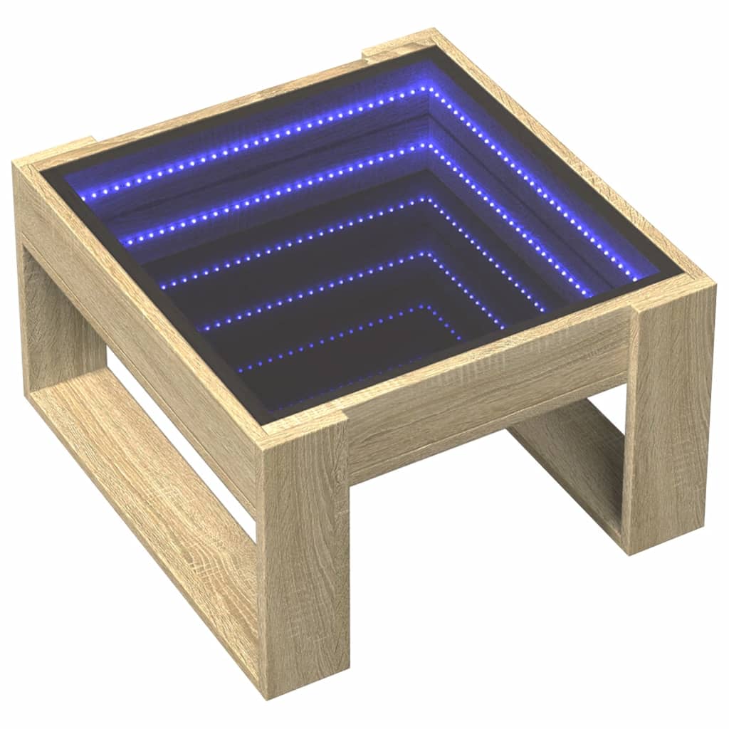 sofabord med Infinity LED-lys 50x53x30 cm sonoma-eg