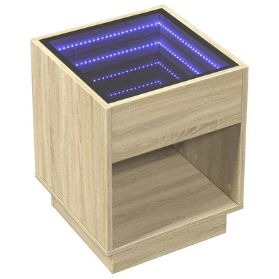 sofabord med Infinity LED-lys 40x40x50 cm sonoma-eg