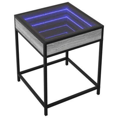 sofabord med Infinity LED-lys 40x40x51 cm grå sonoma-eg