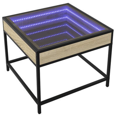 sofabord med Infinity LED-lys 50x50x41 cm sonoma-eg