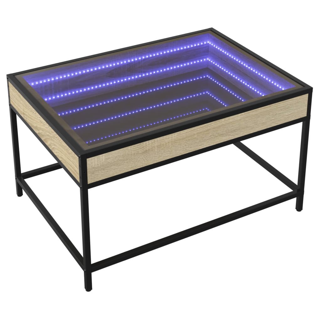 sofabord med Infinity LED-lys 70x50x41 cm sonoma-eg