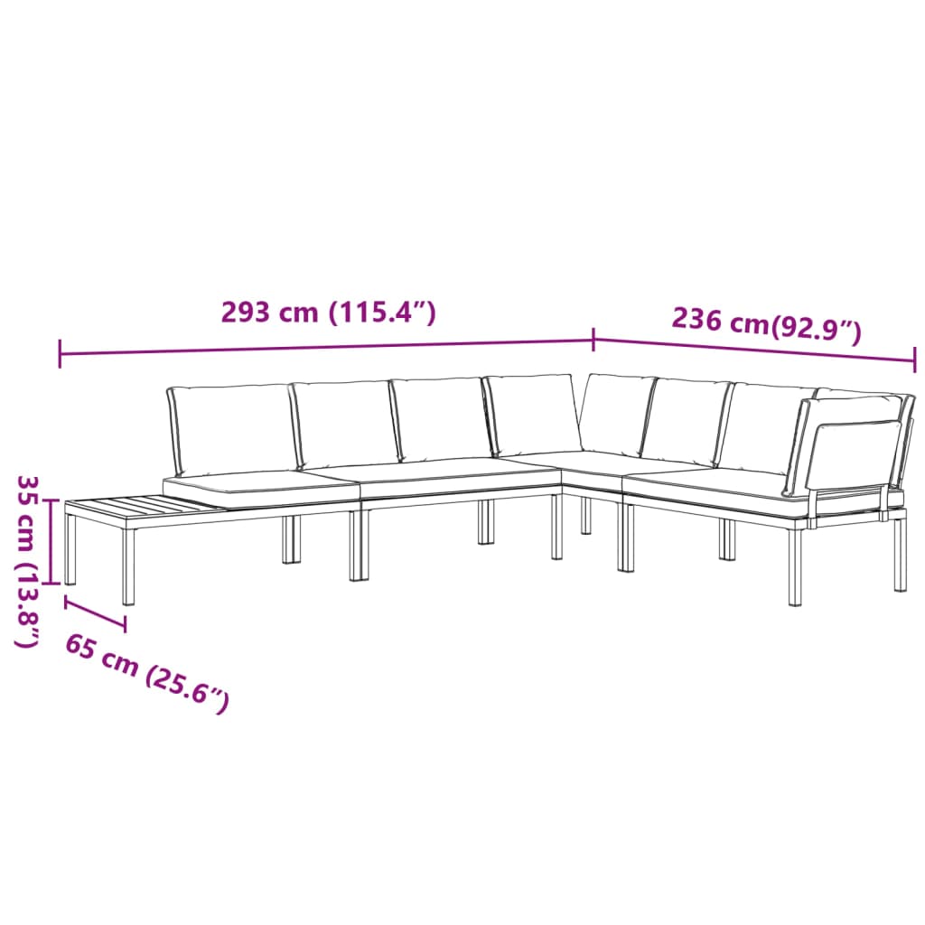 sofasæt til haven 4 dele med hynder aluminium sort