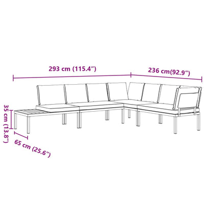 sofasæt til haven 4 dele med hynder aluminium sort