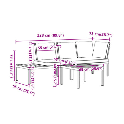 sofasæt til haven 3 dele med hynder aluminium sort