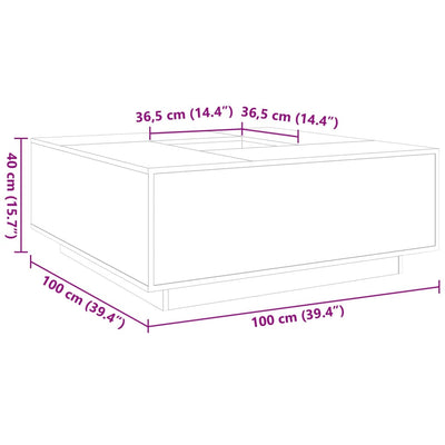 sofabord 100x100x40 cm konstrueret træ hvid