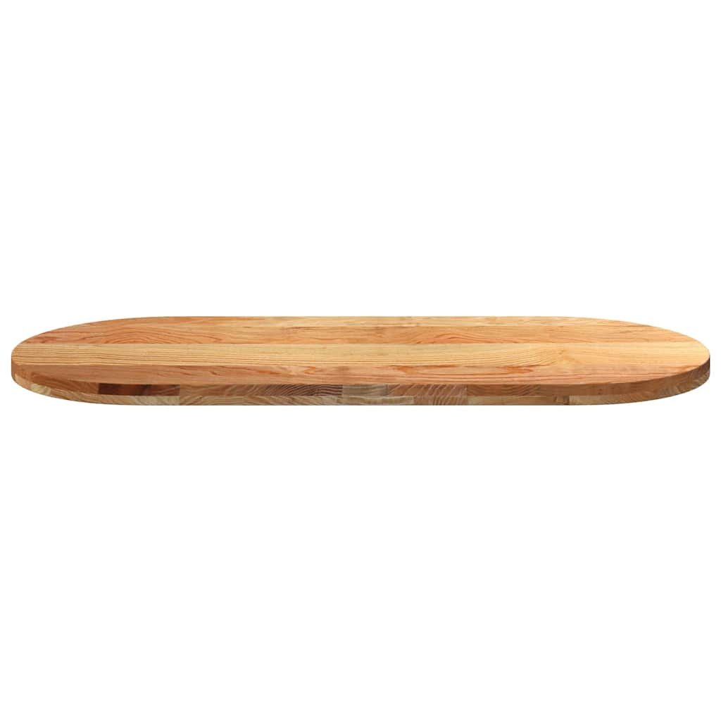 bordplade 140x60x4 cm massivt egetræ oval lysebrun