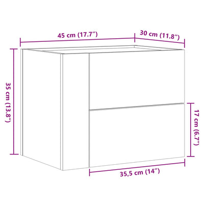 væghængt sengebord 45x30x35 cm røget egetræsfarve