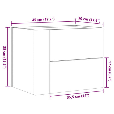 væghængte sengeborde 2 stk. 45x30x35 cm grå sonoma-eg