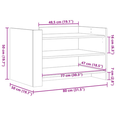 sofabord 80x50x50 cm konstrueret træ sort