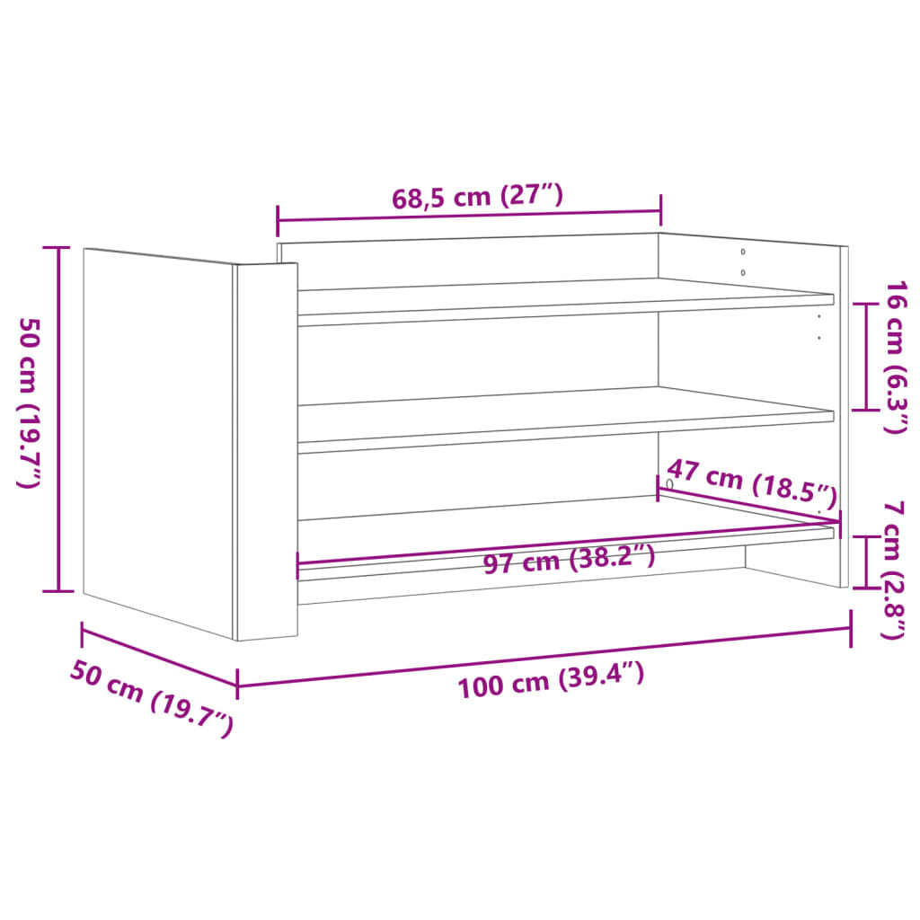 sofabord 100x50x50 cm konstrueret træ hvid