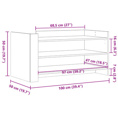 sofabord 100x50x50 cm konstrueret træ sonoma-eg