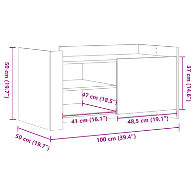 sofabord 100x50x50 cm konstrueret træ betongrå