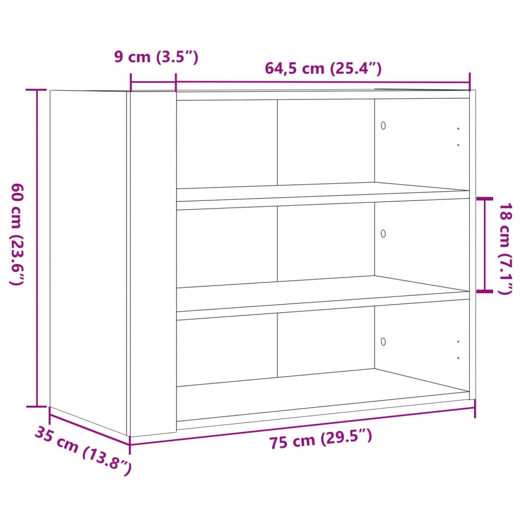 vægskab 75x31x70 cm konstrueret træ hvid