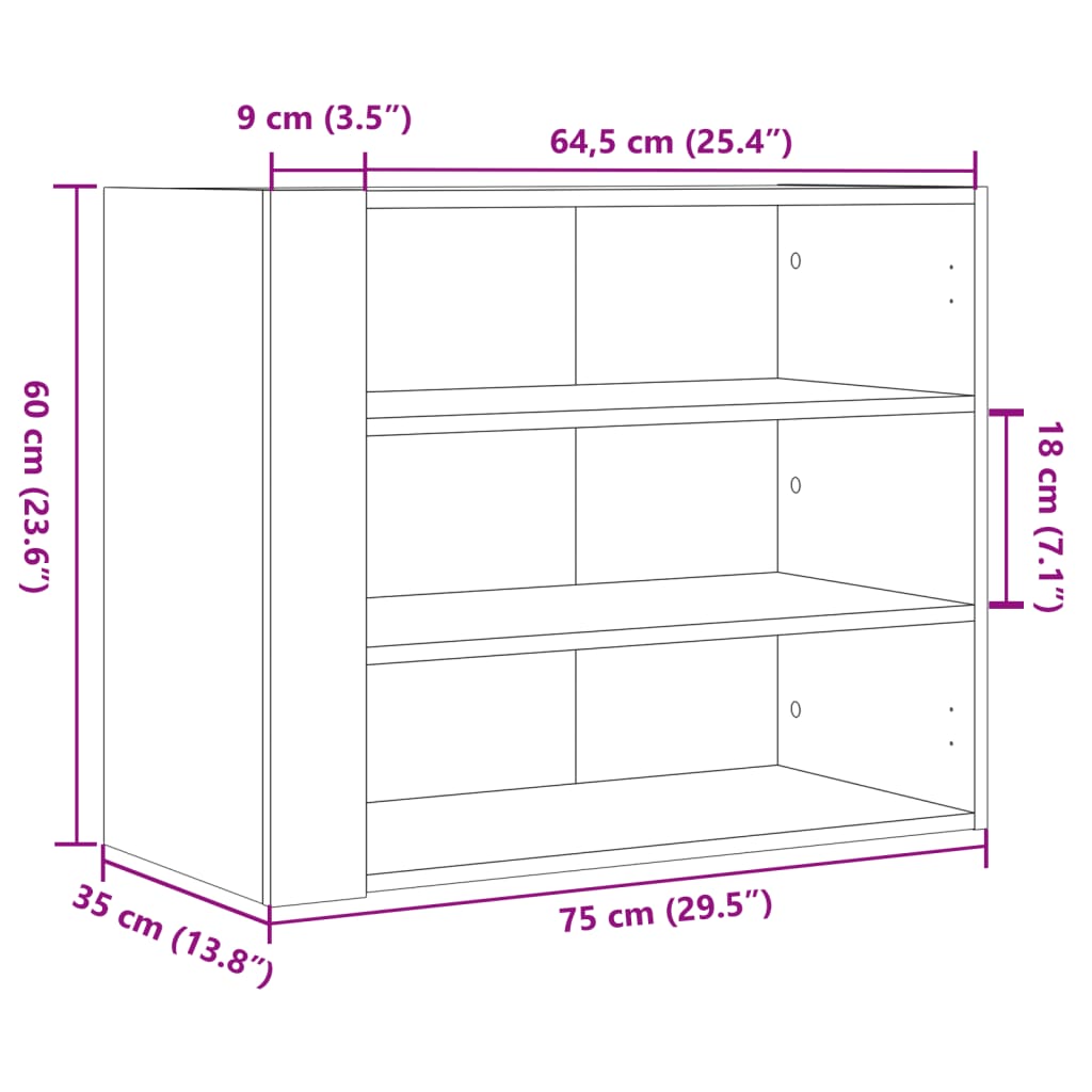 vægskab 75x35x60 cm konstrueret træ betongrå