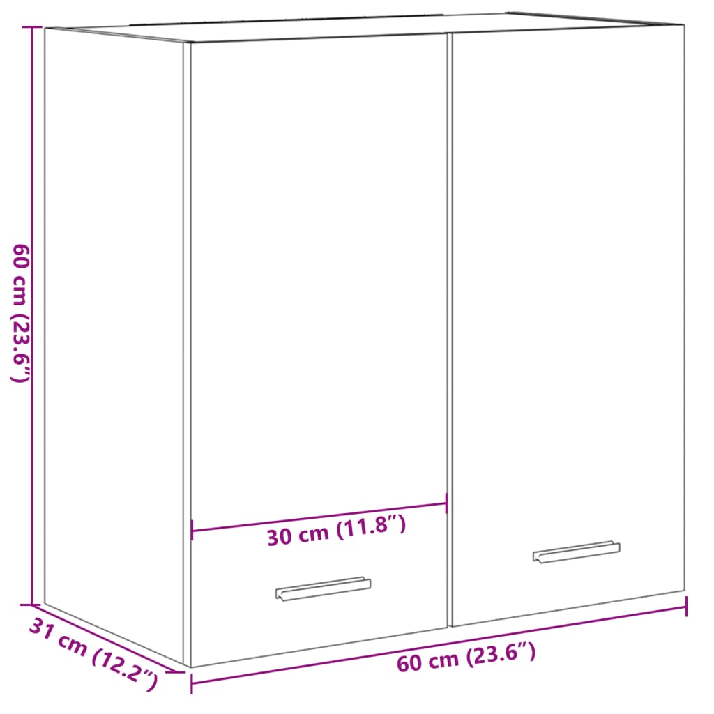 vægskab 60x31x60 cm konstrueret træ sonoma-eg