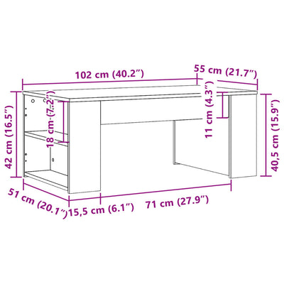 sofabord 102x55x42 cm konstrueret træ betongrå