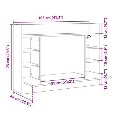 væghængt skrivebord 105x48x75 cm konstrueret træ sonoma-eg