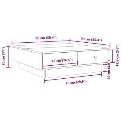 sofabord 90x90x28 cm konstrueret træ sort