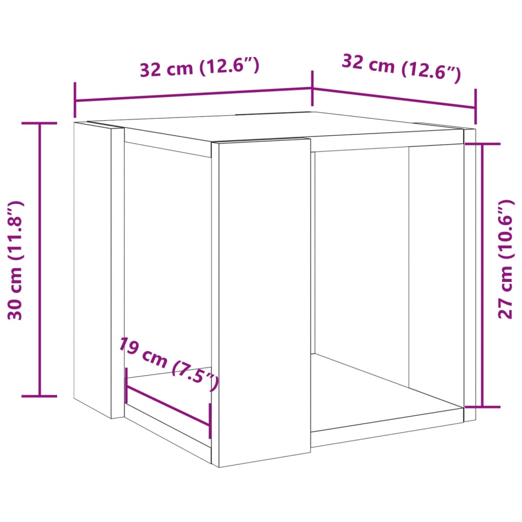 sofabord 32x32x30 cm konstrueret træ sonoma-eg