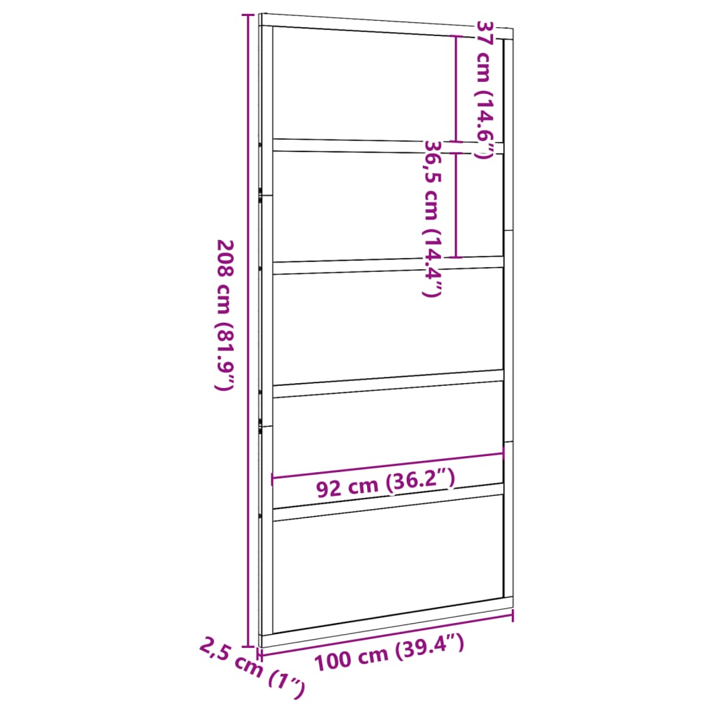 skydedør 100x208 cm massivt fyrretræ