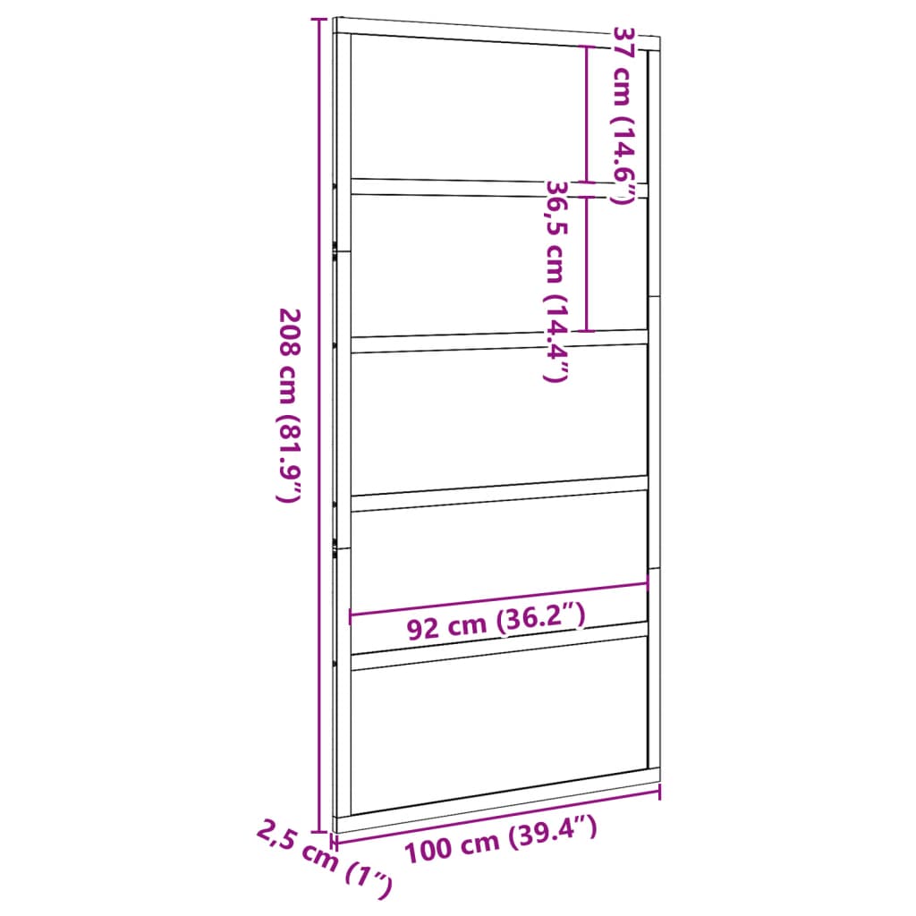 skydedør 100x208 cm massivt fyrretræ gyldenbrun