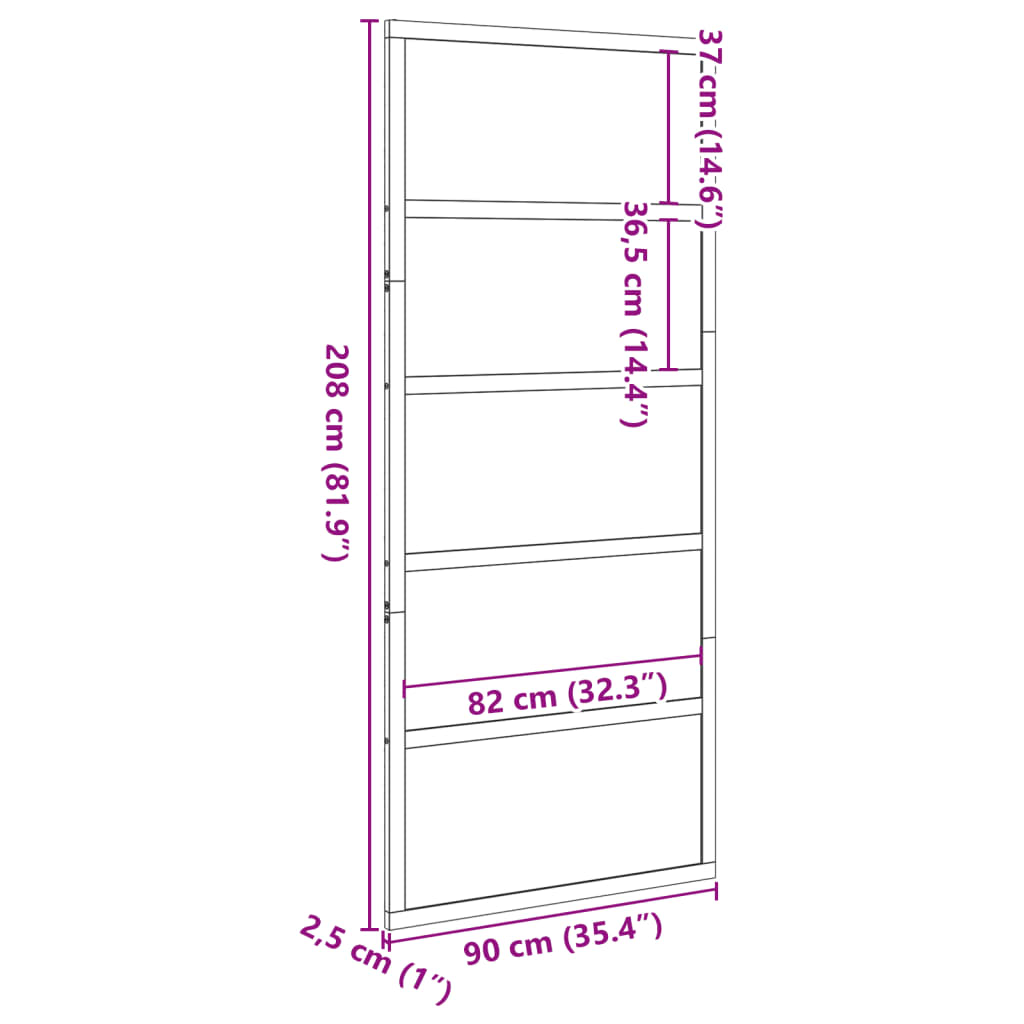 skydedør 90x208 cm massivt fyrretræ