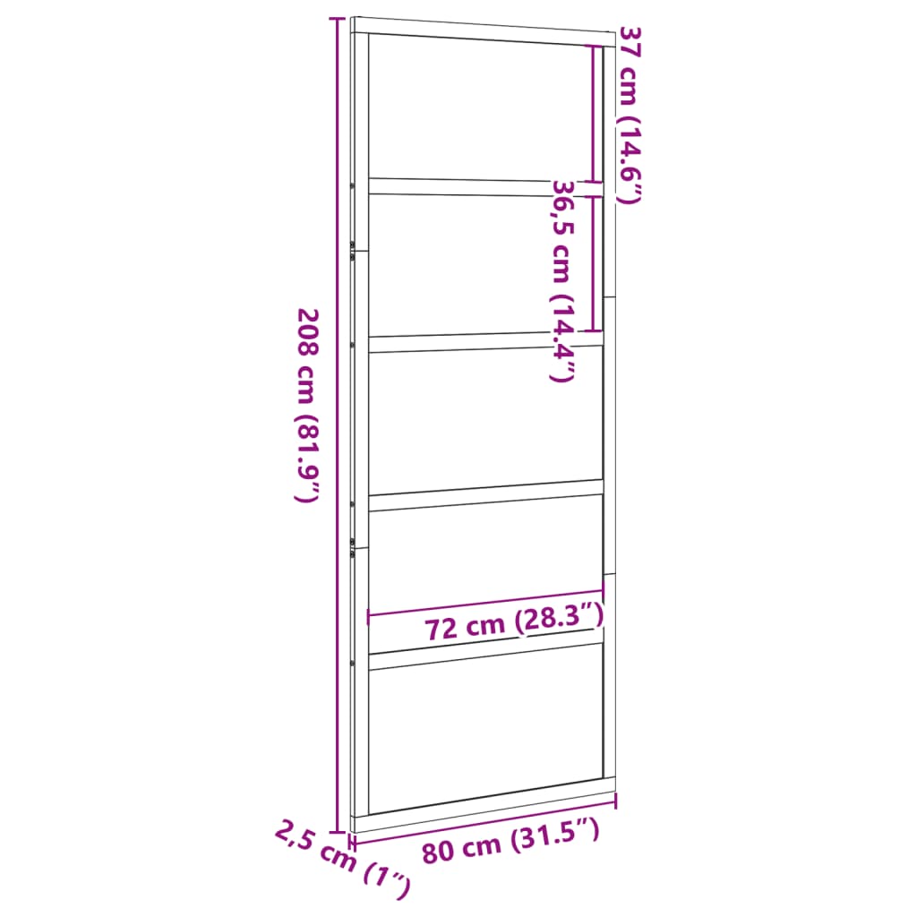 skydedør 80x208 cm massivt fyrretræ