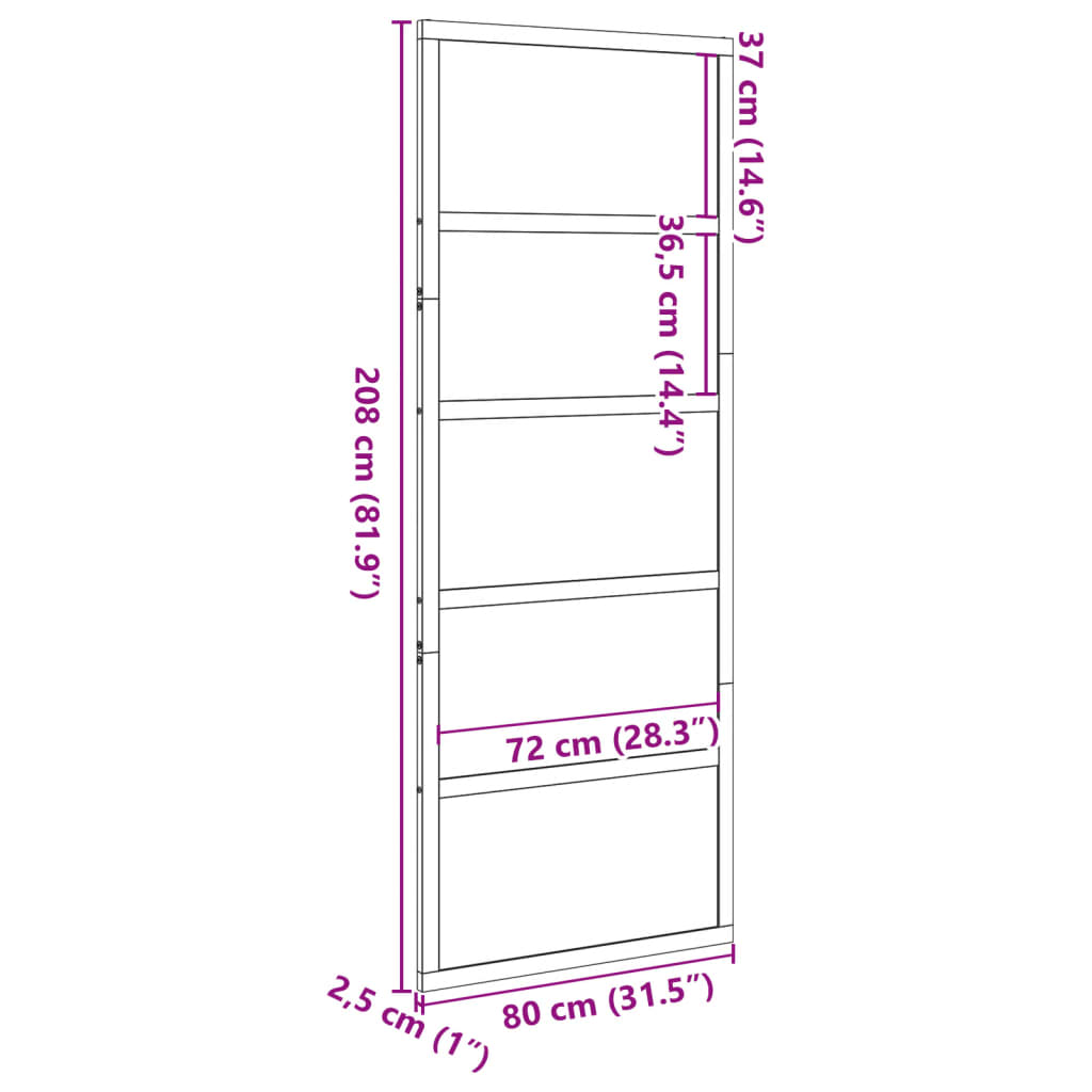 skydedør 80x208 cm massivt fyrretræ gyldenbrun