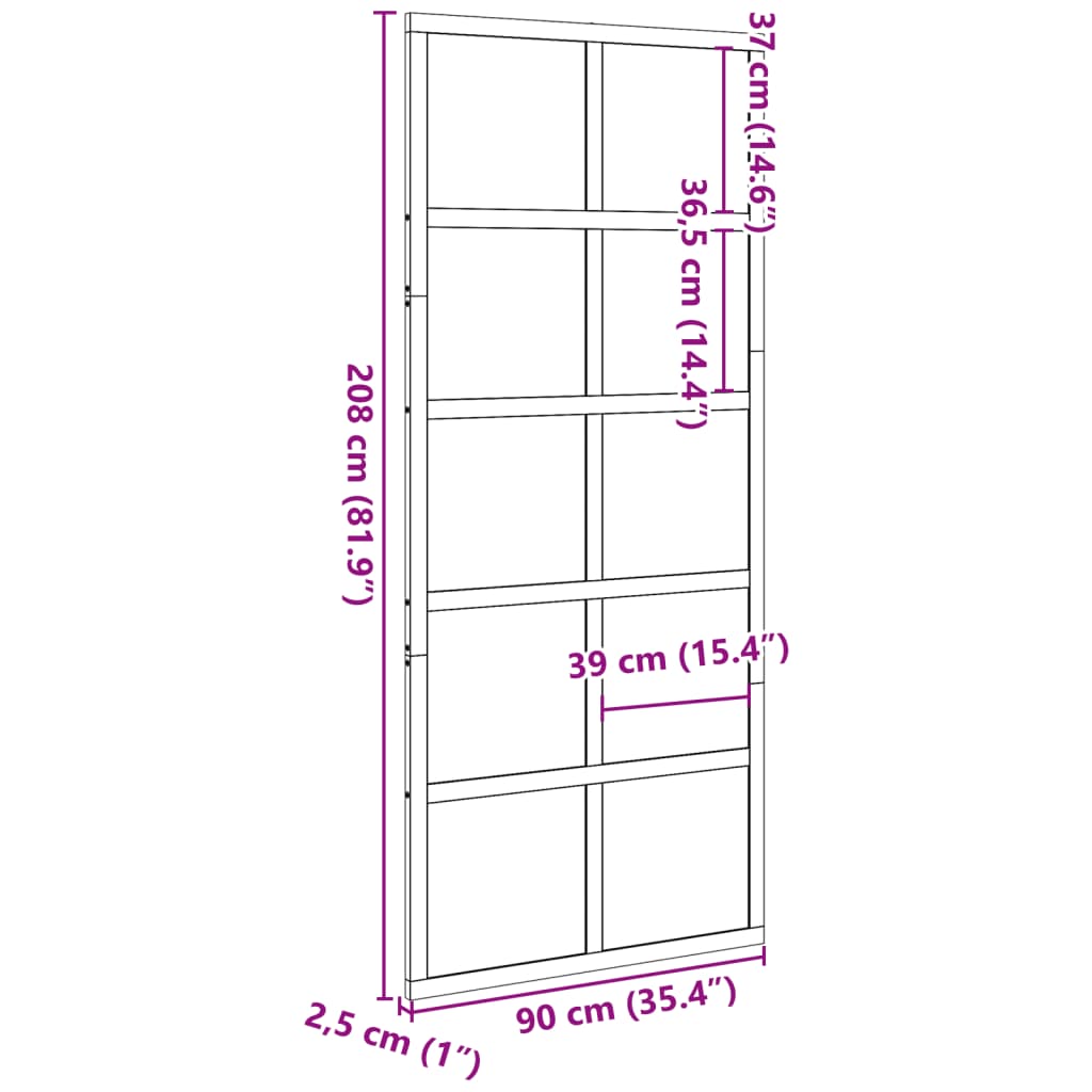 skydedør 90x208 cm massivt fyrretræ