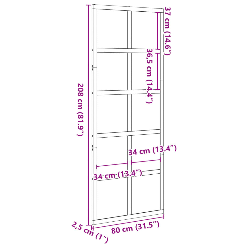 skydedør 80x208 cm massivt fyrretræ