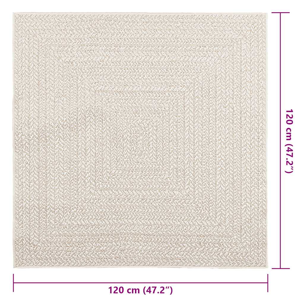 gulvtæppe ZIZUR 120x120 cm jute-look indendørs og udendørs