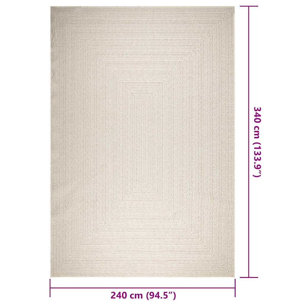 gulvtæppe ZIZUR 240x340 cm jute-look indendørs og udendørs