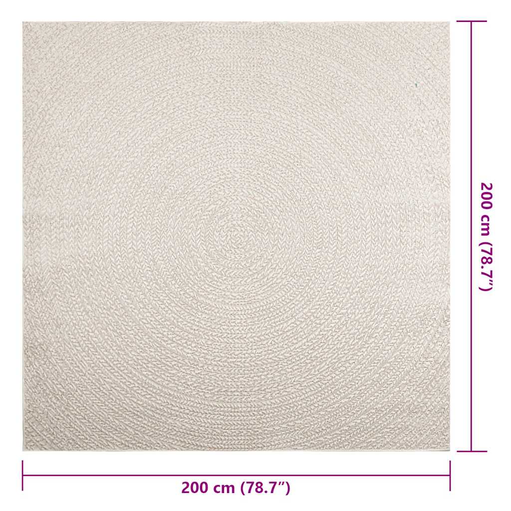 gulvtæppe ZIZUR 200x200 cm jute-look indendørs og udendørs