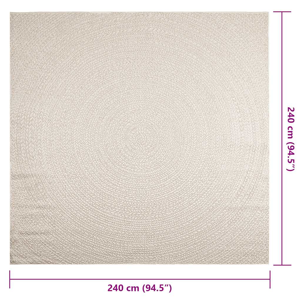 gulvtæppe ZIZUR 240x240 cm jute-look indendørs og udendørs