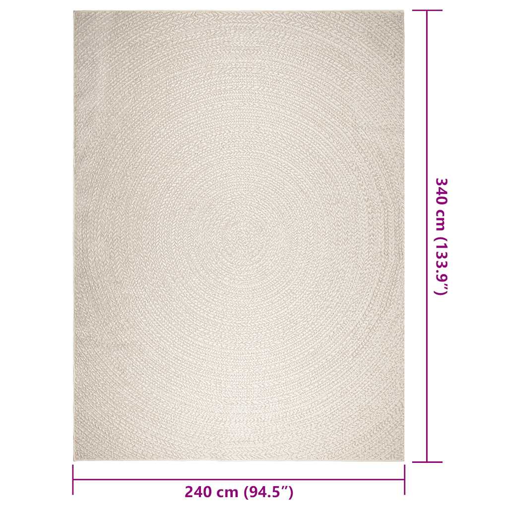 gulvtæppe ZIZUR 240x340 cm jute-look indendørs og udendørs