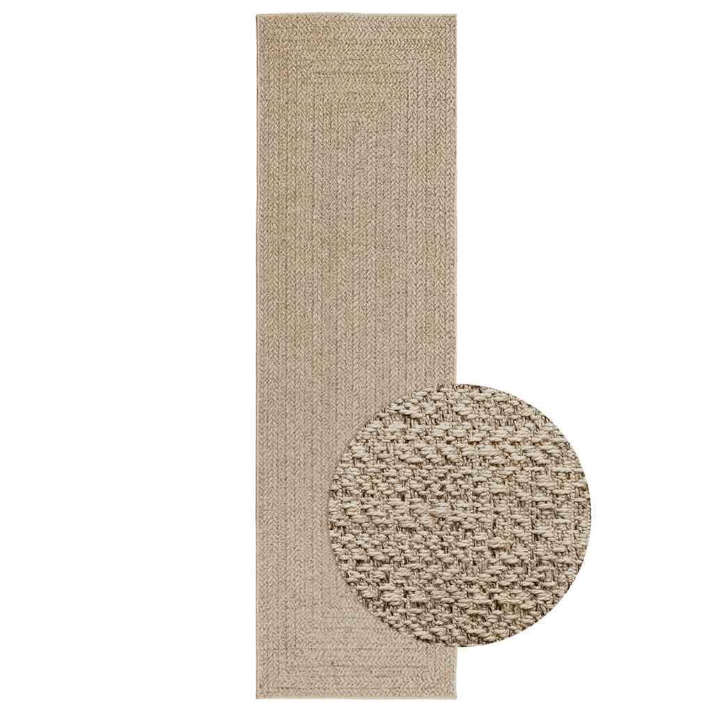 gulvtæppe ZIZUR beige 80x250 cm jute-look indendørs og udendørs