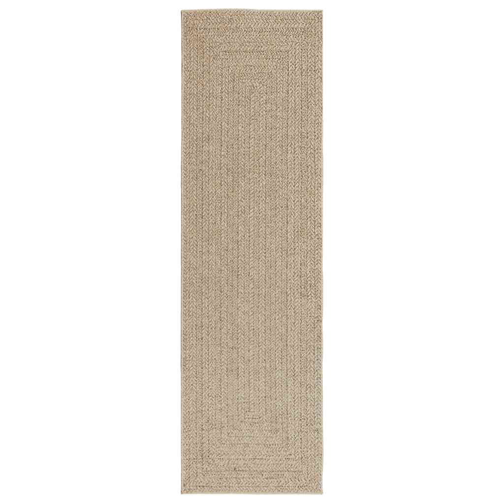 gulvtæppe ZIZUR beige 80x250 cm jute-look indendørs og udendørs