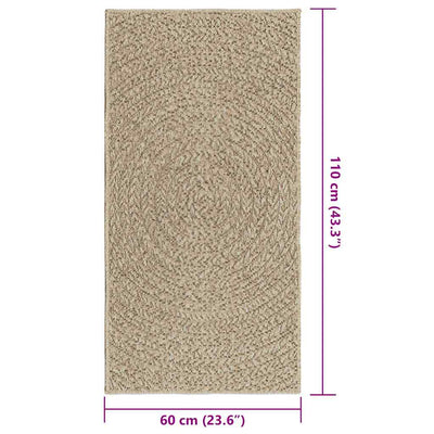 gulvtæppe ZIZUR beige 60x110 cm jute-look indendørs og udendørs