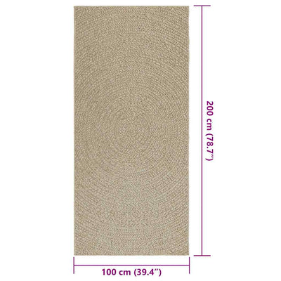 gulvtæppe ZIZUR beige 100x200cm jute-look indendørs og udendørs